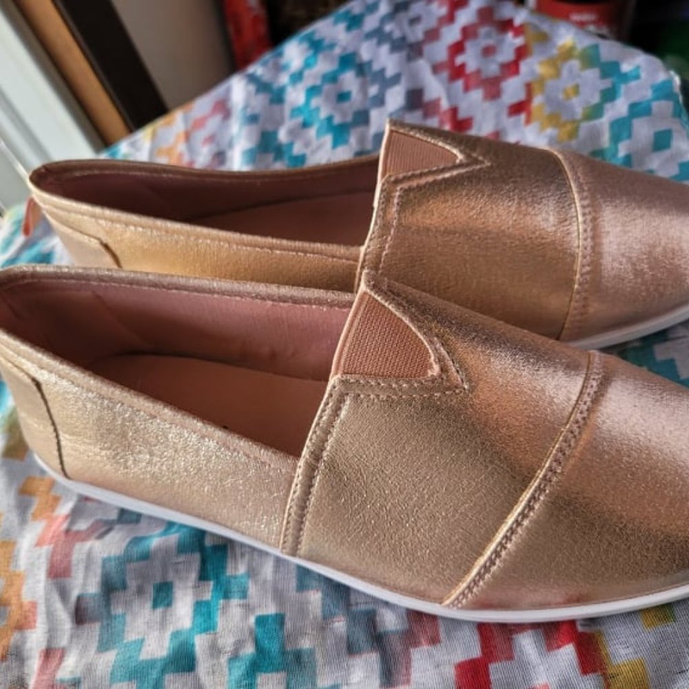 Rose Gold Canvas Slip On Shoes